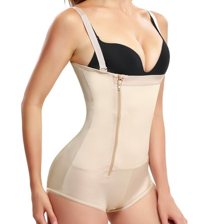 

Junlan Full Body Shaper With Zipper for Women shapewear bodysuit Latex Waist Trainer Tummy Control Corset Stomach Body Girdles(Beige L)