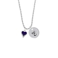 thumbnail image 2 of Delight Jewelry Silvertone Small Long Purple Heart Silvertone Script Initial Disc - E - Charm Necklace, 20"+3", 2 of 4