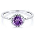 thumbnail image 2 of Gem Stone King 10K White Gold Purple Amethyst and Diamond Engagement Ring for Women (0.77 Cttw, Gemstone Birthstone), 2 of 5