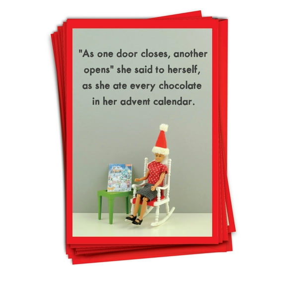 NobleWorks, Chocolate Calendar - 12 Funny Christmas Cards Boxed - Bulk Set, C10177XSG-B12x1