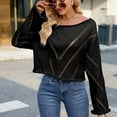 thumbnail image 6 of Fesfesfes Women's Loose Tops Fall Winter Long Sleeve with Ribbed Cuffs Round Neck Sweater Trendy Color-Blocked Warmkeeping Blouses(Black#2,XL), 6 of 6