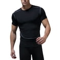 thumbnail image 3 of UKAP Mens Compression Quick Dry Shirt O-Neck Short Sleeve Casual T-Shirt Solid Color Bodybuilding Base Layer Activewear, 3 of 7