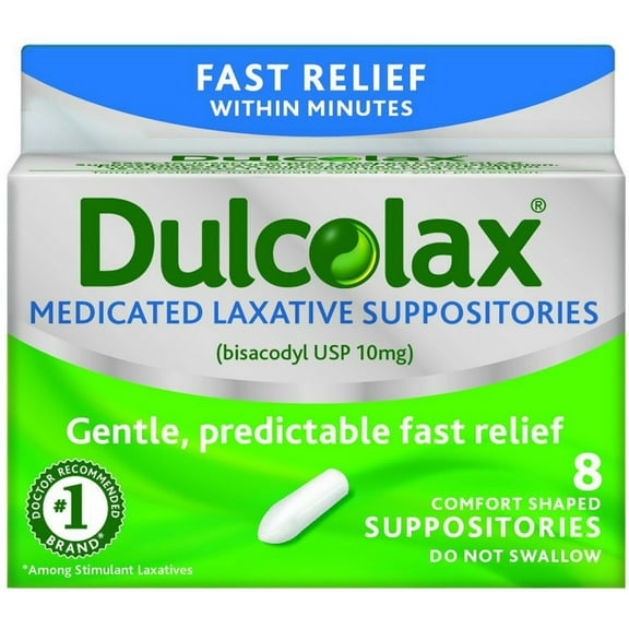 Dulcolax Medicated Laxative Suppositories Gentle Fast Relief 8 ct, Pack of 3
