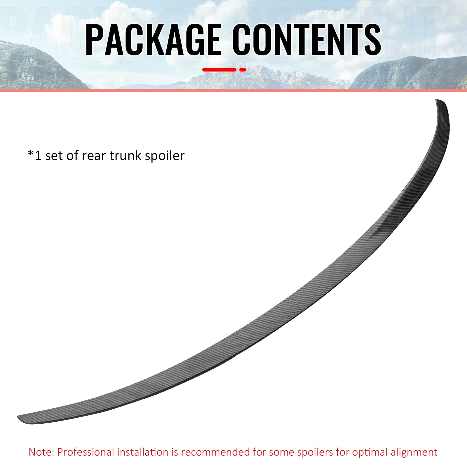 Ikon Motorsports Trunk Spoiler Fits 2026 Tesla Model Y Juniper, OE Style Carbon Fiber Print ABS Plastic Add-on Rear Trunk Lid Spoiler Wing Lip