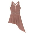thumbnail image 6 of Alvivi Women Halter Neck Lyrical Ballet Dance Dress Modern Contemporary Figure Skating Costume Dusty Pink S, 6 of 7