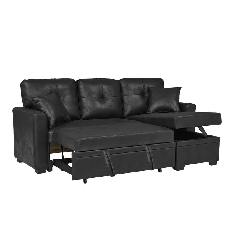 L-Shaped Sectional Sofa with Pull-Out Bed and Reversible Chaise, Convertible Sleeper Sofa Bed Modern Couch Bed for Living Room Apartment