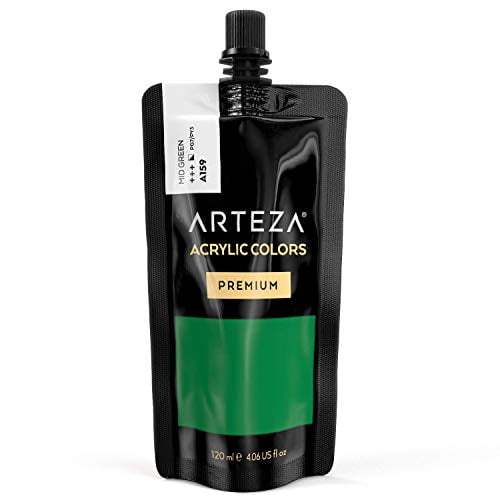 Arteza Acrylic Artist Paint, Mid Green Color, 120ml - Single Color