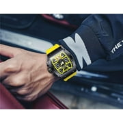 GUANQIN Men Automatic Wrist Watch Skeleton Tourbillon Tonneau Design Waterproof Adjustable Silicone Strap Business Luminous Sapphire Crystal Multifunction Clock