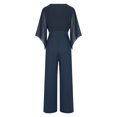 thumbnail image 4 of Weiqiqre Rompers for Women Ruffle Sleeve Jumpsuit for Women's Dressy Casual Tie Waist Wide Leg Pants One Piece Outfits, 4 of 6