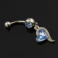 thumbnail image 3 of Ruanlalo Shiny Rhinestone Dangle Love Heart Barbell Navel Belly Bar Button Ring Piercing Sapphire Blue, 3 of 6