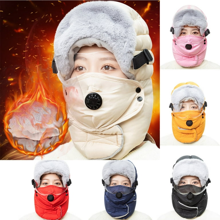 Dress Choice Unisex Winter Cold Proof Hat With Anti Plush Glasses Warm Ear  Face Protection Windproof Full Face Mask Warm Hat for Hiking Fishing Skiing  