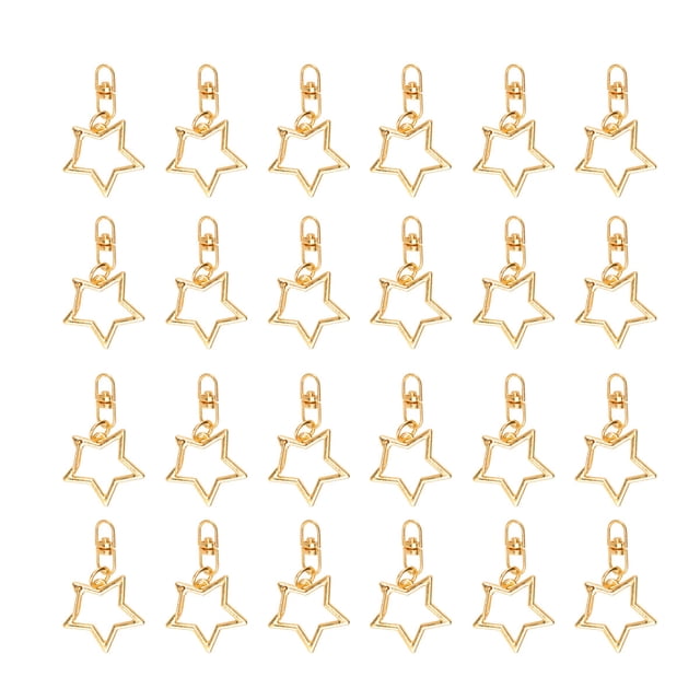 48Pcs Alloy Key Holder Waist Hanging Key Holder Exquisite Star Shaped Car Business Keychain Metal Keyring without Case(Golden)