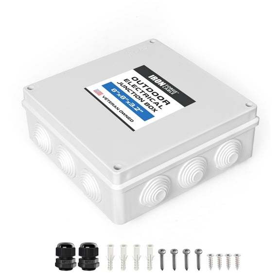 Iron Forge Cable Outdoor Electrical Box, 8" x 8" x 3.2" Inch White Junction Box with Complete Accessories, Drillable Waterproof Enclosure ABS Plastic Box with Cover for Electronics IP65