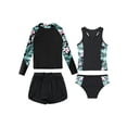thumbnail image 3 of Sholeno Girls Swimsuit 4 Pieces Zip Up Rash Guard Set Tankini Bathing Suits Summer Beach Swimwear Black Lily 16, 3 of 7