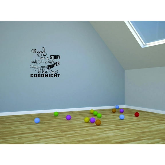 Home Wall Decals Read Me A Story Tuck Me In Tight Say A Sweet Prayer Kiss Me Goodnight Bedroom Stickers DIY Removable Originality Stickers - Size: 13 In x 13 In