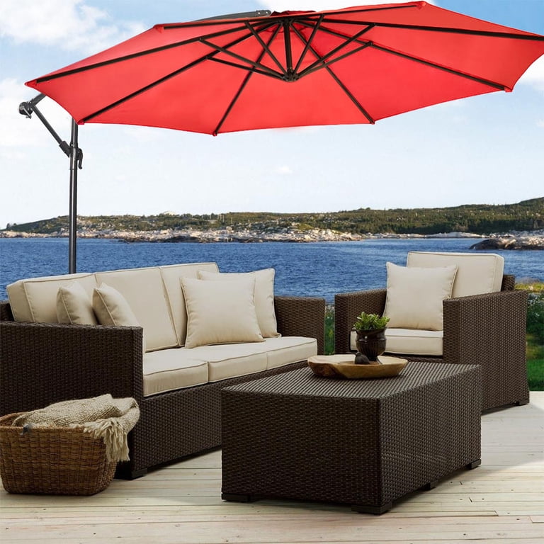 fdw patio catilever offset umbrella FDW 10' Patio Umbrella Offset Hanging Umbrella Outdoor Market Umbrella D10