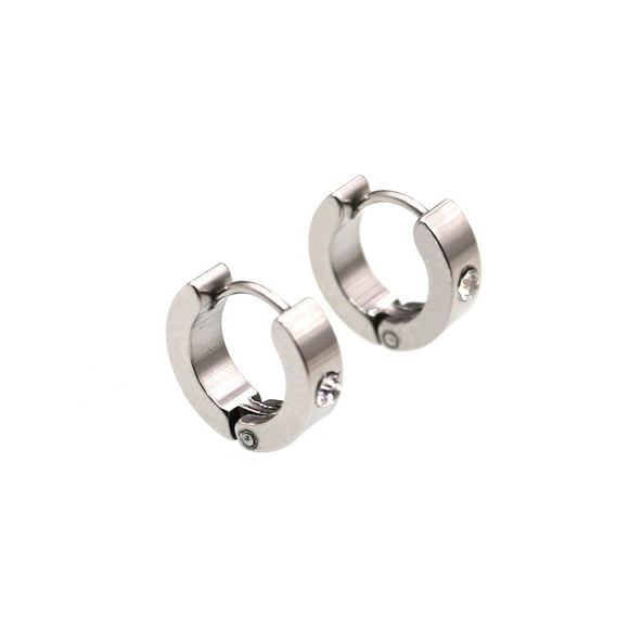 2pcs Crystal Stainless Steel Mens Huggie Hoop Earrings Huggie Snap Earrings
