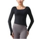 thumbnail image 5 of Tops bonitos para adolescentes,Camiseta deportiva de manga larga para mujer, color liso, informal, de poliéster, cómoda para uso diario, sopatenor, 5 of 5