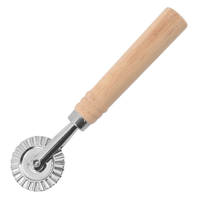 Stainless Steel Pizza Cutter Roller with Wooden Handle for Slicing Kitchen Tool