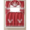 thumbnail image 2 of Gorgeous Home Linen Set of 3 Pieces Kitchen Window Curtain Embroidery Floral Multicolor 2 Tier + 1 Swag Valance for Kitchen (BR14 -Burgundy), 2 of 5