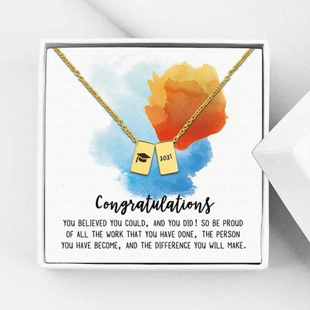Anavia Graduation Gift for Her - Congratulations 2021 Graduation Gifts for Daughter - College | High School Graduation Gift for Friend -Stainless Steel Cube Necklace Graduation Gifts