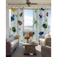 thumbnail image 4 of Spring Butterfly Dragonfly Blackout Curtains 45 Inches Long, Rustic Botanical Floral Teal Green Thermal Insulated Black Out Curtains, Darkening Window Curtain for Bedroom Living Room 52"x45" 2 Panels, 4 of 9