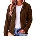 thumbnail image 2 of Resicozy Zip Up Hoodies for Women Fall Winter Casual Sweatshirts Zipper Oversized Lightweight Cute Jackets with Pockets 2026 Brown M, 2 of 4