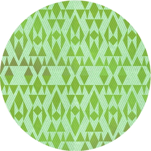 Ahgly Company Indoor Round Patterned Light Green Area Rugs, 4' Round