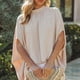 thumbnail image 3 of Camiseta de verano holgada de media manga con cuello alto para mujer, color beige albaricoque, estilo informal, talla L, 3 of 6