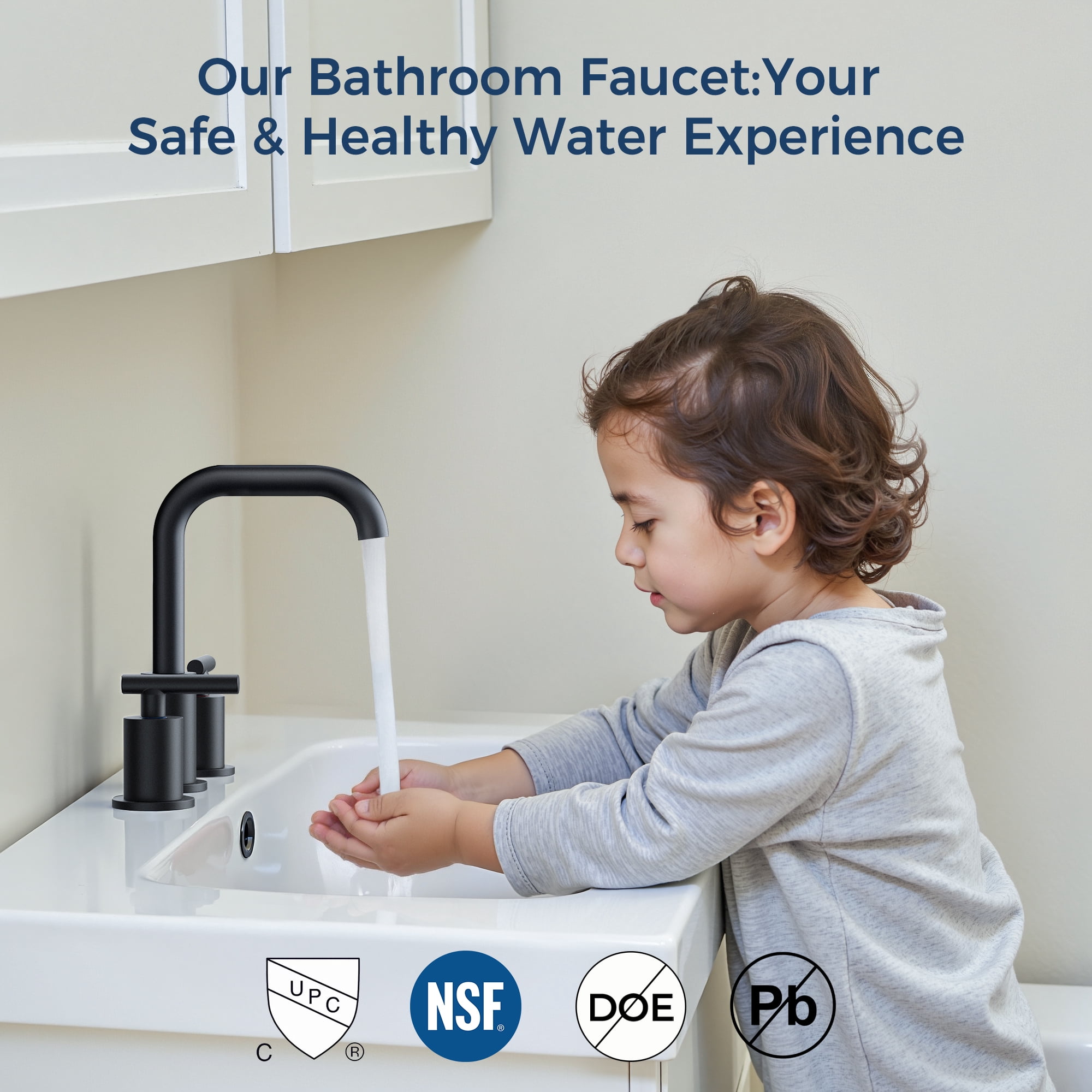 TVOFEK Bathroom Faucets for Sink 3 Hole, Black Bathroom Sink Faucet for Vanity, Pop up Drain Assembly, Stainless Steel Faucets for Sink Basin Restroom