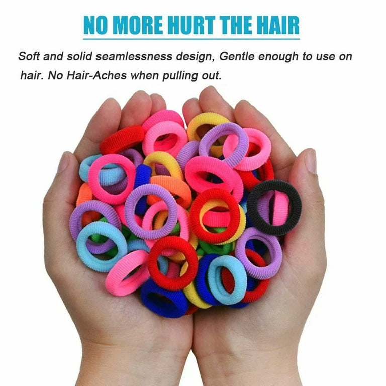 Seamless 2.5cm in Diameter Elastic Cotton stretch Hair Ties Bands for  Toddler Baby Girl Women VERY Thin & Fine Hair,Small Size Rubber Band  Ponytail