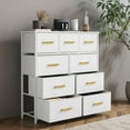 thumbnail image 4 of ModFusion 9-Drawer Fabric Dresser with Wooden Top, Storage Tower for Bedroom and Living Room, White, 4 of 10