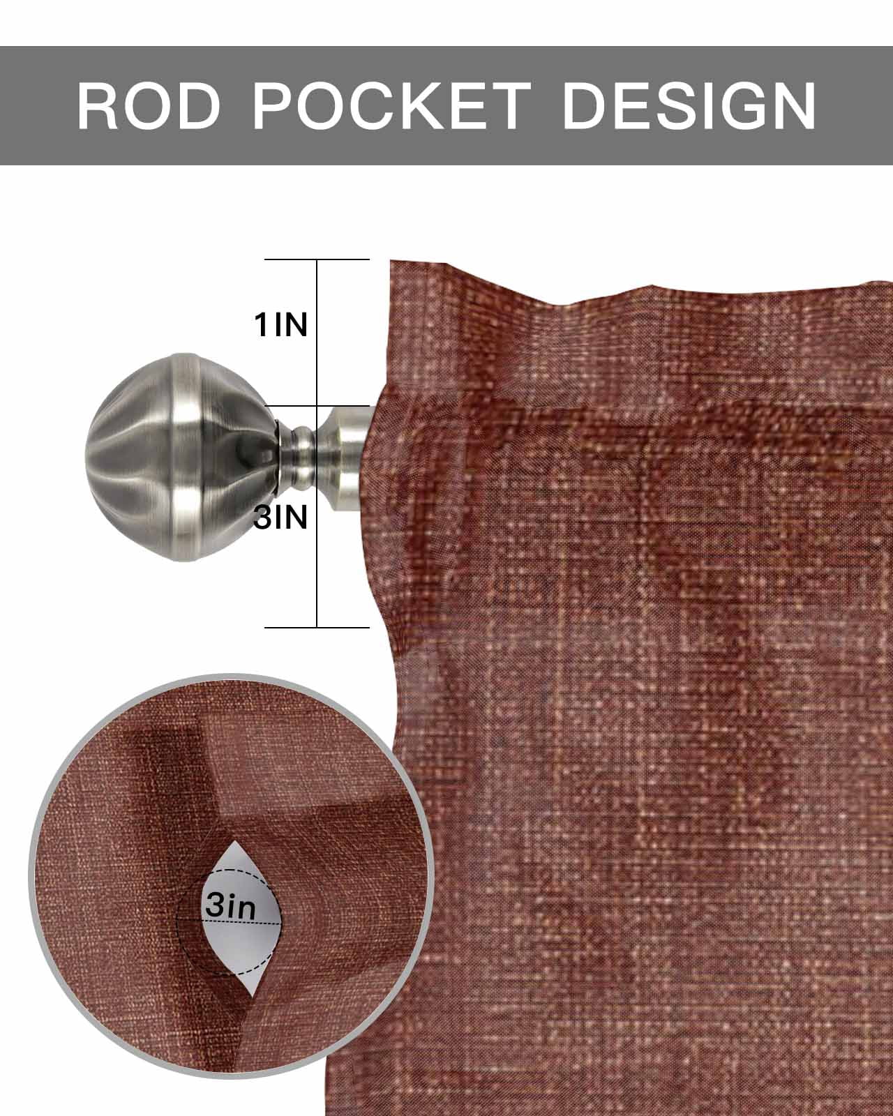 Kitchen Curtain Valances for Windows,Vintage Dark Brown Linen Rod Pocket Small Valance Farm Burlap Texture Short Window Treatment for Bedroom Bathroom Living Room,54"x18"