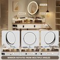 thumbnail image 6 of Onbeam Corner Vanity Desk with Mirror,LED Lights,Power Outlet,Drawers and Shelves,for Adult,White, 6 of 7