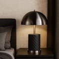 thumbnail image 6 of Benjara Aria 21" Table Lamp- Round- Dome Shade- Dark Silver- Black Faux Leather, 6 of 7