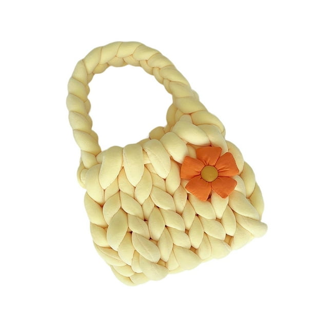 Bolsa de crochet de mujeres Bolsa acolchada Accesorio Femenino Accesorio Multipropósito de tejido de tejido Bolso de punto para la fiesta de viaje de amarillo