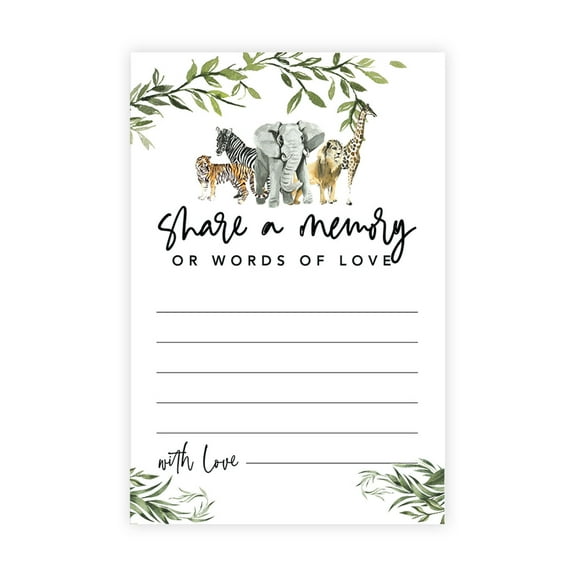 Koyal Wholesale Share a Memory Cards, Jungle Animals Cards for Baby Shower, Guestbook Alternative, 4" x 6", 52-Pk