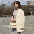 thumbnail image 6 of Women Suit Coat Lapel Long Sleeve Single Breasted Suit Jacket with Pockets Solid Color Loose Fit Leisure Outwear, 6 of 8