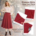 thumbnail image 3 of TEMOFON Womens Midi Skirt High Waisted A Line Skirt Button Front Long Skirt Casual Winter Skirt Fall Fashion Skirt for Women Red, 3 of 7