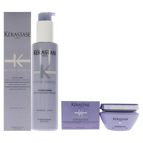 Kerastase Blonde Absolu Ultra Violet Masque and Cicaplasme Serum 2 Pc Kit - 6.8oz Masque, 5.1oz Serum