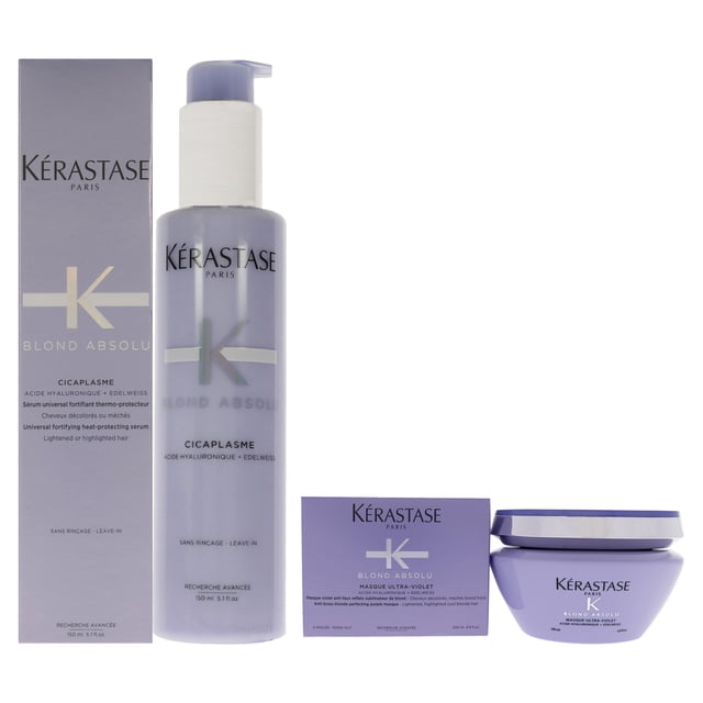 Kit de Mascarilla Blonde Absolu Ultra Violet y Suero Cicaplasme Kerastase 2 Piezas Mascarilla 6.8oz Suero 5.1oz