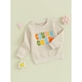 thumbnail image 3 of Arvbitana Kids Baby Girls Boys Casual Sweatshirt Long Sleeve Fuzzy Letter Embroidery Pullovers 18M 24M 2T 3T 4T 5T 6T Toddler Crew Neck Loose Tops Autumn Clothes, 3 of 9