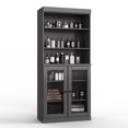 thumbnail image 4 of 100% Solid Wood 32" Bathroom Cabinet with Clear Glass Doors and Adjustable Shelves, 4 of 5