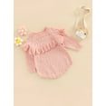 thumbnail image 3 of Bagilaanoe Newborn Baby Girl Knit Rompers Hollow Out Long Sleeve Bodysuit Sweater 3M 6M 9M 12M 18M 24M Infant Ribbed One Piece Jumpsuit, 3 of 9