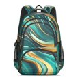 thumbnail image 2 of Teal Gold Marble Backpack for School,Cute School Bag,Schoolbag with Adjustable Shoulder Straps & Padded Back,16.9 Inch, 2 of 5
