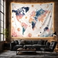 thumbnail image 6 of Celestial Watercolor World Map with Sun and Moon, Dreamy Boho Style for Travel Lovers, Global Wall Art, Graduation Gift, Tapestry Wall Hanging for Bedroom and Dorm, 6 of 7