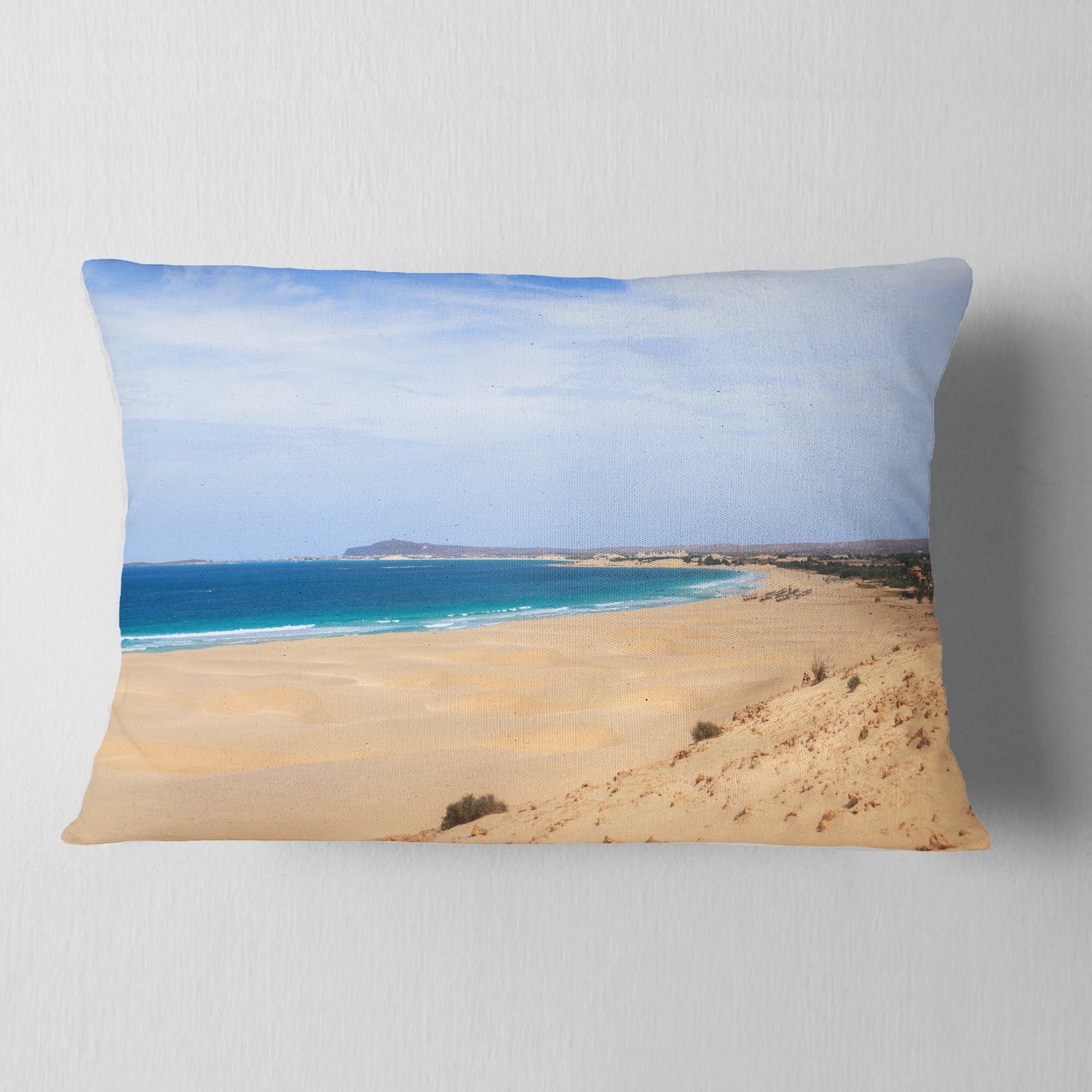 Designart Sea and Clouds in Blue Sky - Seashore Throw Pillow - 12x20