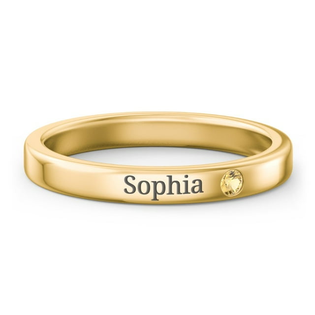 Bague de Naissance Empilable avec Gravure - Citrine (Novembre)