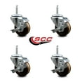 thumbnail image 2 of 3 Inch High Temp Phenolic 3/4 Inch Threaded Stem Caster Set with Brake, 2 of 2