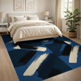 thumbnail image 3 of ODIKA 8'x10' Washable Area Rug Navy Covering Bold Contemporary Motif Overlapping Pile Large for Dining Room, Office, Lounge, Non-Slip Chair-Friendly Mat, 3 of 7